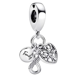 Family Infinity Triple Charm 925 Sterling Silver Pendant,Jewelry Beads Gifts for Women Bracelet&Necklace
