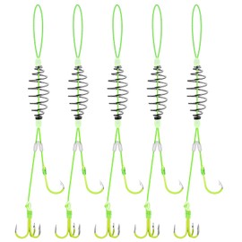 Dyxssm Drum Spring Feeder Fishing Hooks, Carp Bait Traps Fishing Hook (5pcs, 2#)
