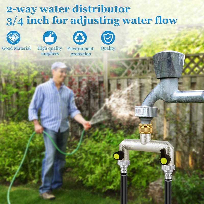 2-Way Distributor Water 3/4 Inch, Tap Water Distributor Brass, Tap