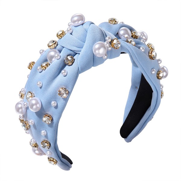 GLBCC Diadema Anudada con Perlas para Mujer, Diadema Adornada con