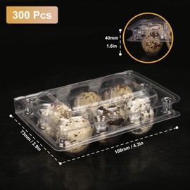KUKLIPJIM 300 Pack Quail Egg Cartons, Clear Plastic Quail Egg Trays, Holds up to 6 Quail Eggs Securely - Your Ultimate Small Eggs Carton Holders for Bulk Storage and Display