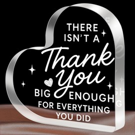 Thank You Gift for Women & Men – Acrylic Heart Plaque Appreciation Gifts 10×10×1cm, Thank You Gifts for Boss, Coworker, Teacher, Nurse, Volunteer, Mentor