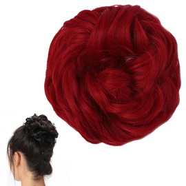 Traziewell Red Hair Extensions Hairpieces High Heat Resistant Synthetic Fiber Hair Scrunchy Updo Curly Messy Bun Hair Piece, 1331