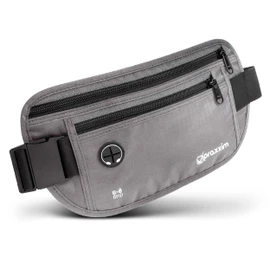 praxxim The Bum Bag for Travel, Theft-Proof with RFID Protection, Extra Flat Bum Bag Can Be Worn Under Clothes, Waist Bag, Travel Bum Bag, Money Belt for Men and Women, gray, Flat fanny pack for men