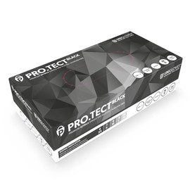 Unigloves PRO.TECT Black GA0043 Nitrile Single Use - Multipurpose, Powder Free Disposable Gloves, Box of 100 Gloves, Black, Medium