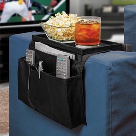 Sofa Armrest Organizer with Cup Holder Tray Chair Arm TV Remote Holder for Recliner Couch Armchair Caddy Bedside Storage Pockets Bag for Cellphone Tablet Book Magazines Drinks Pouch