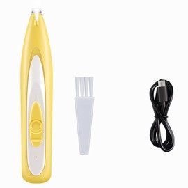 Pet Paw Trimmer Rechargeable Quiet Cordless Electric Dog Cat Hair Clipper with LED Light for Face Ears Yellow