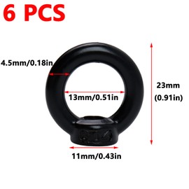 Antrader M5 Metric Ring Shape Lifting Eye Nut,6PCS 304 Stainless Steel M6 Ring Eye Bolts Threaded Nuts