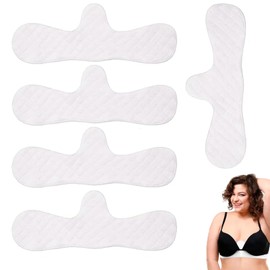 Pack of 5 Bra Inserts, Reusable Bra Inserts, Sweating Pads, Anti Wrinkles, Washable 3-Layer Cotton Underbust Sweat Protection for Women (White), White