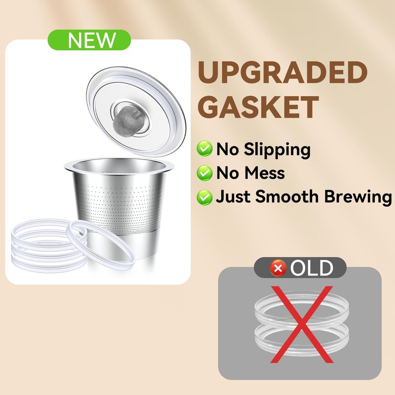 CAPMESSO 20 Pack Rubber Gasket for Reusable K Cups Refillable