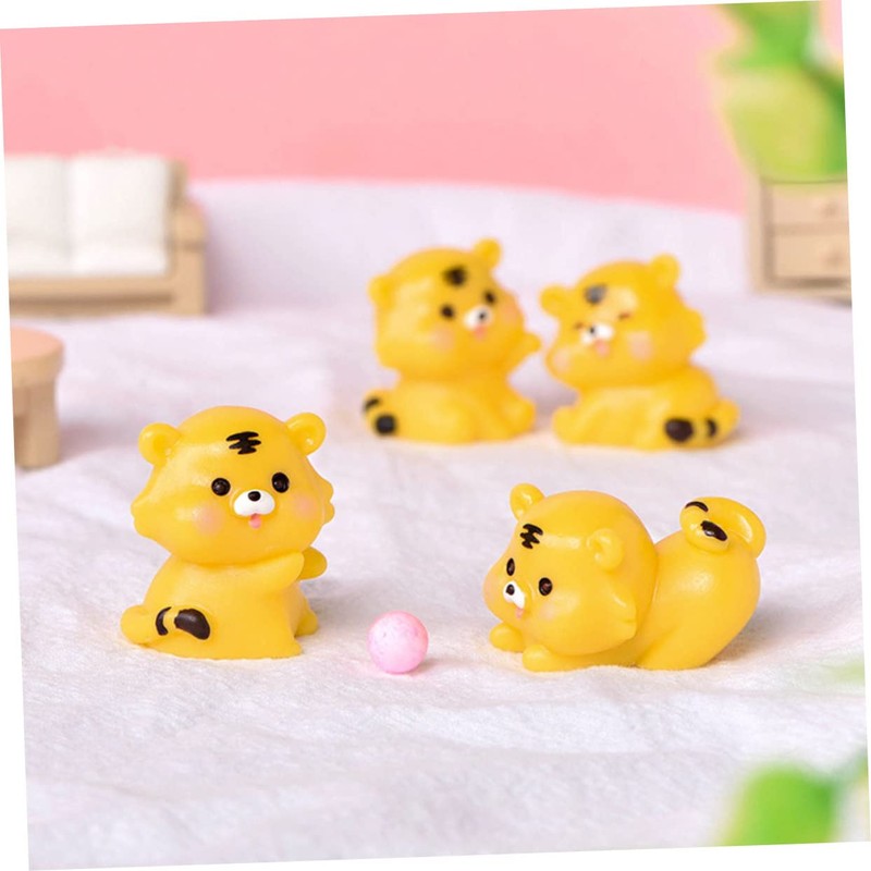 ABOOFAN 7pcs Miniature Tiger Models Micro Landscape Tiger Ornaments Resin