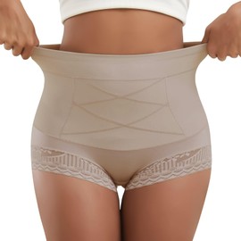 QUASTI Shapewear Tummy Control Underwear High Waisted Girdle Body Shaper Postpartum Stretch Full Coverage for Women Nude(S)