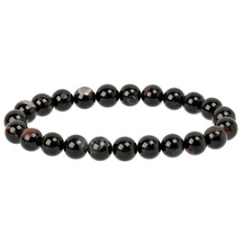 Eledoro PowerBead, Women’s Stretch Bead Bracelet, Made of 8 mm Gemstone Beads, 17 - 18 cm, gemstone, Black