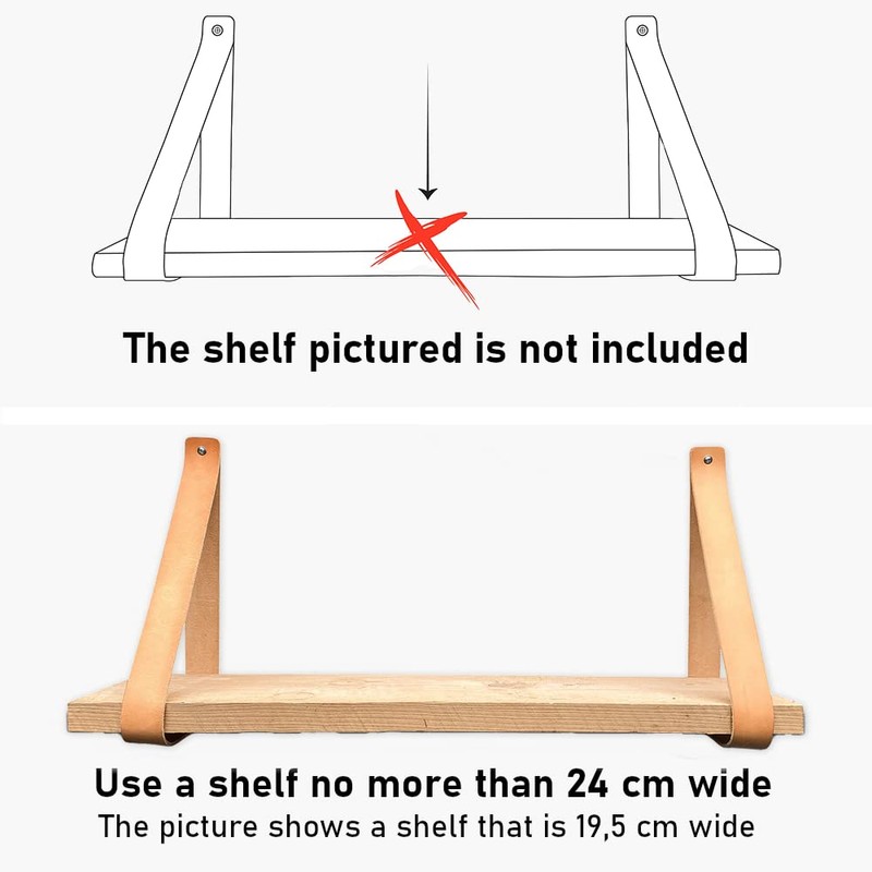 Brute Strength - Leather Shelf Brackets - Natural - Pack