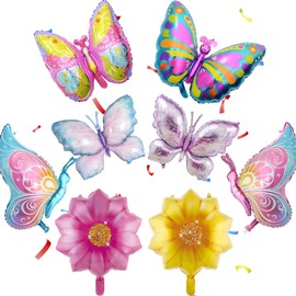 8 Stück Schmetterling luftballon,Schmetterlinge Folienballon Mädchen,schmetterling deko geburtstag deko Geburtstagsfeier Blumenballon,für Schmetterling Themen Party, Geburtstag Deko, Gartenparty