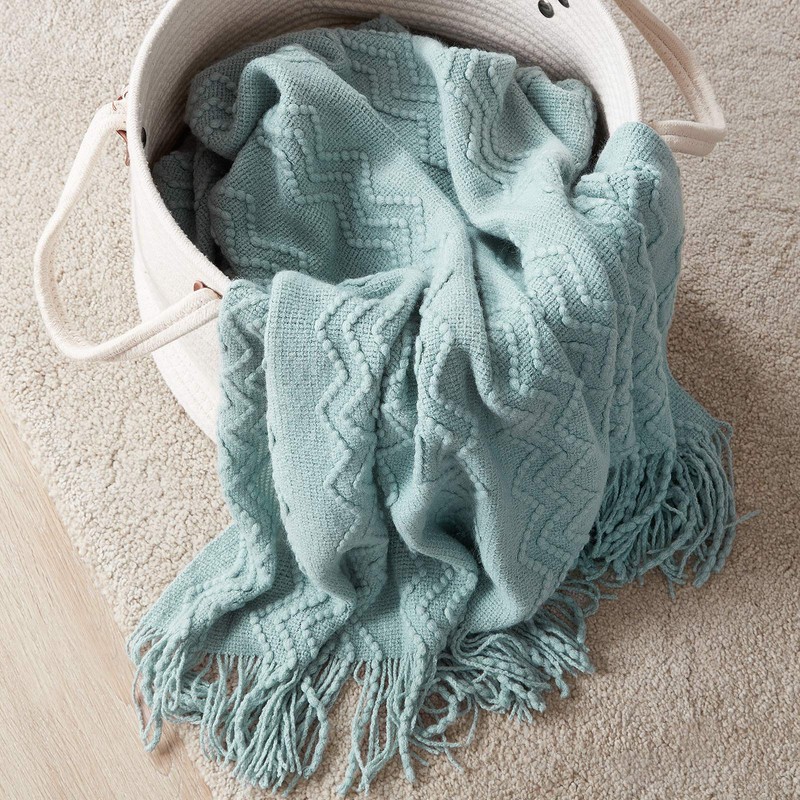 BOURINA Textured Solid Soft Sofa Throw Couch Cover Knitted Decorative