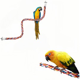 Geettcaifu Bird Rope Perches, Parrot Toys, Bungee Rope Perches for Parrots, Cockatiels, Parakeets, Budgie Cages Comfy Birds (Metal Nut) - 15.75 inches