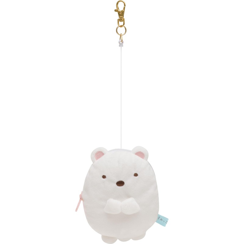 San-X Sumikko Gurashi PB69301 Plush Pass Case with Reel Shirokuma