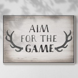 Renditions Gallery Wall Art Modern Decorations Paintings Grey & Black Aim for the Game Typographic ArtWork Prints for Bedroom Office Kitchen - 25"X37" White Frame GAL001