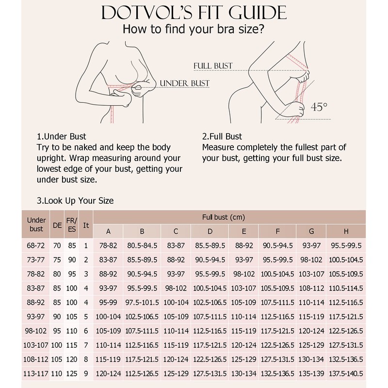 DotVol Women's Full Cup Front Closure Strong Hold Without Underwire