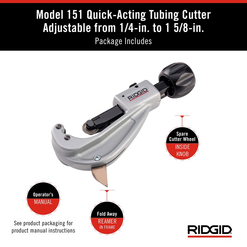 RIDGID 31632 Model 151 Quick-Acting Tubing Cutter with 1/4"-1-5/8" Cutting