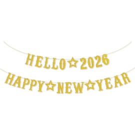 Decoración de Año Nuevo 2026, Happy New Year Deko 2026, guirnalda dorada de papel para fiesta de Año Nuevo, decoración de mesa, decoración para cumpleaños, decoración de Año Nuevo, decoración de Año