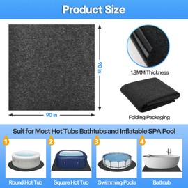 Cheungren 90"X90" Hot Tub Pad, Reusable Above Ground Pool Protector Mat, Large Inflatable Hot Tub Pad Waterproof Slip-Proof Backing Washable Protector Mat for Spa Pool Indoor Outdoor