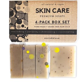 Peeling & Scrub Natural Handmade Soap Bars - 2 Black Tea Soaps & 2 Coffee Scrubber Soap Bars - Moisturising - Vegan & Cruelty Free Full Body & Face Bath Soaps