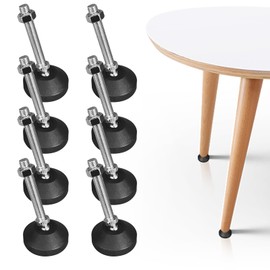Furniture Feet, M10 x 100 mm, Diameter 50 mm, Pack of 8 Adjustable Screws, Height Adjustable Feet, Metal Feet for Furniture, Adjustable Feet, Levelling Feet, Maximum 20° Tilt, for Table Legs,