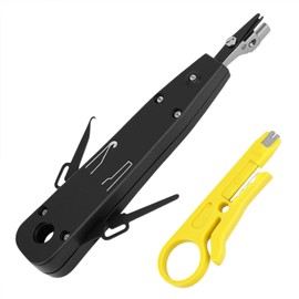 QWORK® Professional Auflegewerkzeug mit Drahtschneider - Anlegewerkzeug für Cat5/Cat5E/Cat6/Cat6A/Cat7 - Passend für Patchfelder, Netzwerkdosen, Auf und Unterputzdosen
