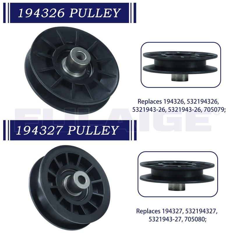 FULAIGE 2 Pack 532194326 Idler Pulley with 532194327 Idler Pulley