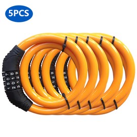 5Pcs Bike Cable Lock, 4 Digit Security Resettable Combination Coiling Cable Bike Locks Without Mounting Bracket, 2 Feet x 1/2 Inch