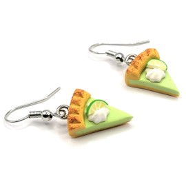 Miniature Food Polymer Clay Dangle Earrings (Key Lime Pie)
