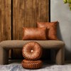 EUCIOR Faux Leather Lumbar Pillow Covers 12x20,Set of 2,Brown Outdoor