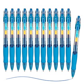 M&G 12Pcs Gel Pens, 0.5mm Blue Ink Gel Pens Fine Point, Quick Dry Gel Ink Pens Bulk Smooth Writing with Soft Anti-Slip Grip Retractable Design for Journaling Coloring Office Supplies School Women Men