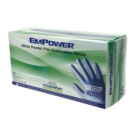 Adenna EPW445 Empower 8 mil Nitrile Powder Free Exam Gloves (Blue, Medium) Box of 100