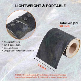 GearOZ Camo Silencing Tape for Hunting, 2.5"x90" Camouflage Lurk Tape Self-Adhesive Fabric Tape Roll for Metal Gun Hunting Gear Accessories, Waterproof Silence Tapes for Quieting Duct Wrap