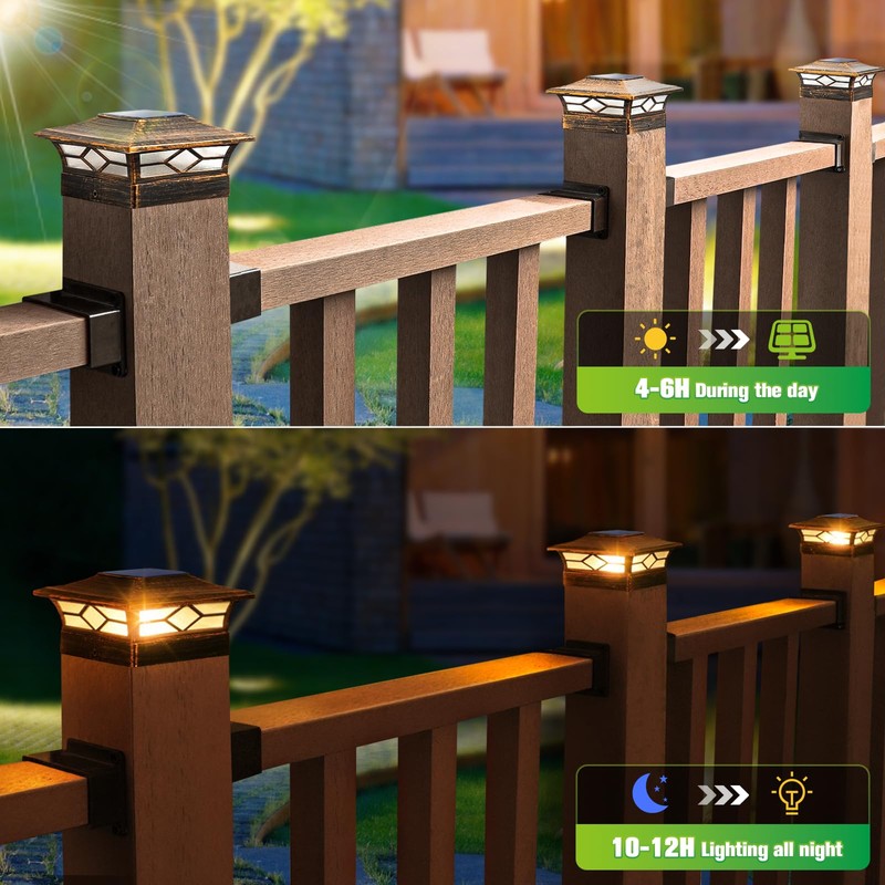 Solar Post Cap Lights Outdoor 8pack, Waterproof Solar Powered Deck