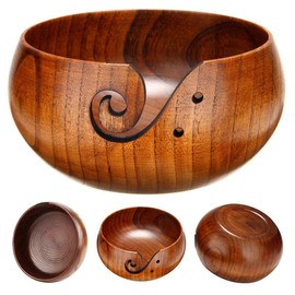 Large Yarn Bowl, MKNZOME 7.9 Inches Rosewood Crafted Wooden Portable Yarn Storage Bowl Knitting Crochet Accessories Wool Holder for Crochet Knitting Home Decor (Rosewood,7.9'')
