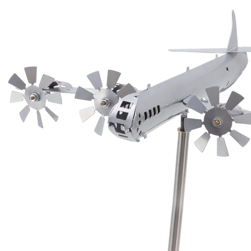 Metal Airplane Windmill Yard Spinner Airplane Wind Stainless Steel Sculpture