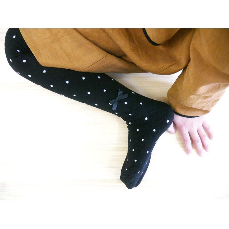 Filloie 88-185-150-005 Filloie Pin Dot Tights with Grosgrain Ribbon Baby