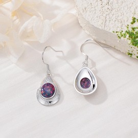 925 Sterling Silver Oval Purple Opal Dangle Earrings for Women
