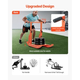 VEVOR Weight Sled, Steel Power Sled, Fitness Training Sleds for Athletic Exercise Speed Improvement, Workout Equipment with Adjustable Height Handle, Compatible with 1/2 in Weight Plates, Orange