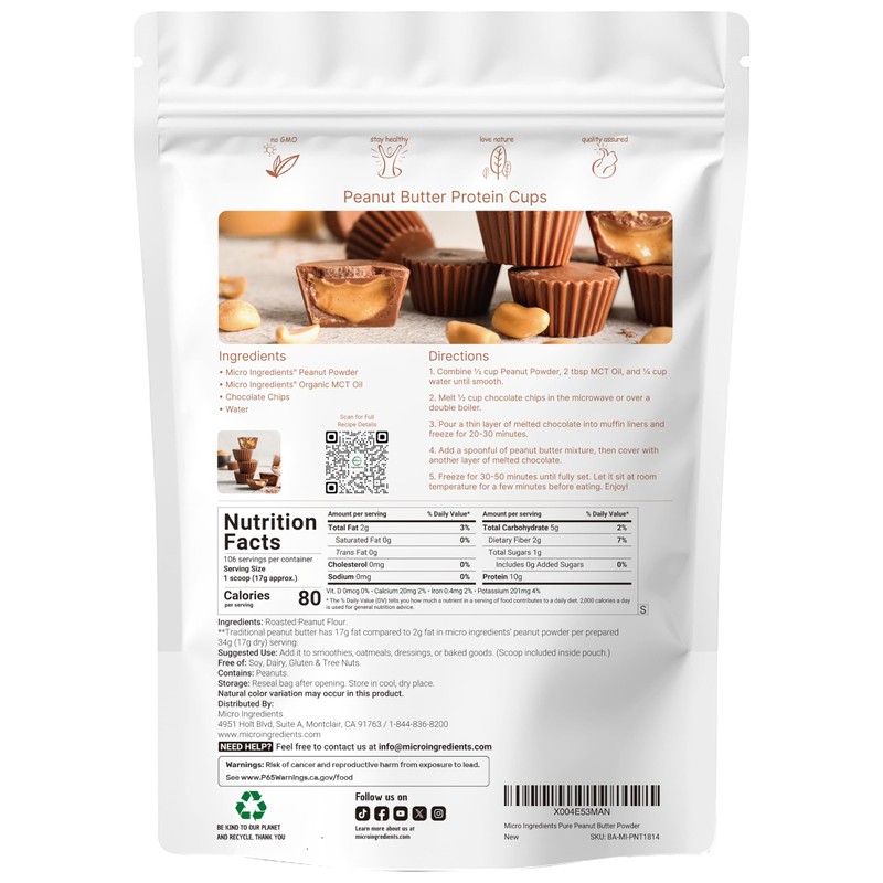 Pure PB Peanut Butter Powder, 4lbs (64oz) | 10g Protein