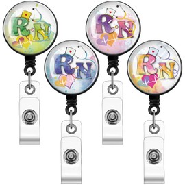 Eersida 4 Packs RN Nurse Badge Clip Retractable Nursing ID Clip Nursing Badge Holder Cute Doctor Lanyard for Doctor Teachers Students Women Men