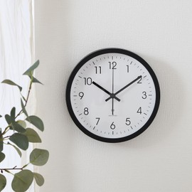 Fuji Boeki 70475 Wall-Mounted Radio Clock Quiet, Analog, Diameter 9.8 inches (25 cm), Black