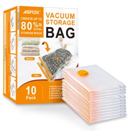 AGPTEK Extra Large Vacuum Bags, Set of 10 Jumbo Bags, Durable & Reusable Space-Saving Solution for Clothes, Blankets, Comforters, and More. Ideal for Home Storage and Travel(No Pump Include)