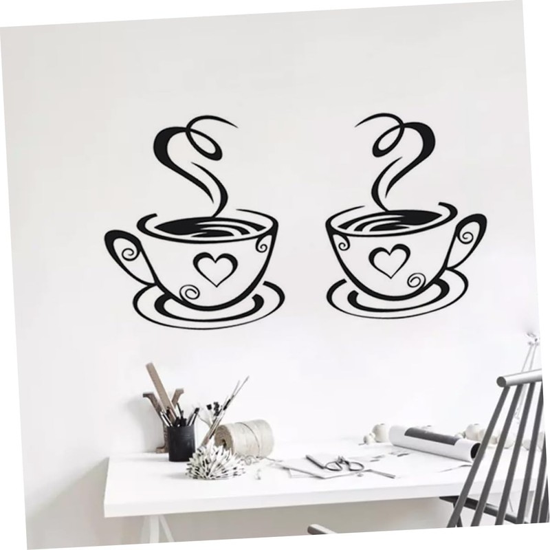 KONTONTY Sticker Wall Decals 5 Pack Cup Stickers 31x19cm Black