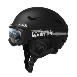 OUTDOORMASTER Ski Helmet with Goggles, Snowboarding, Helmet with Visor, Ventilation Switch, Omnidirectional Adjustment, High Density EPS, Ski Helmet, 3D Protective Cushion, Removable, Washable, For