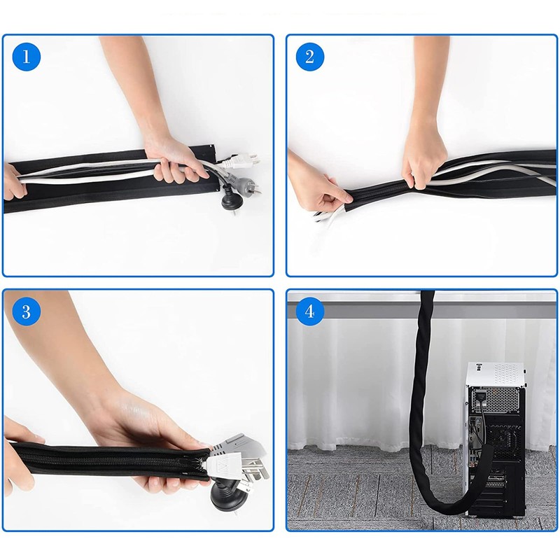 ShuaWdk Zipper Cable Storage Sleeve, Cable Protector, Cable Organization, Storage,